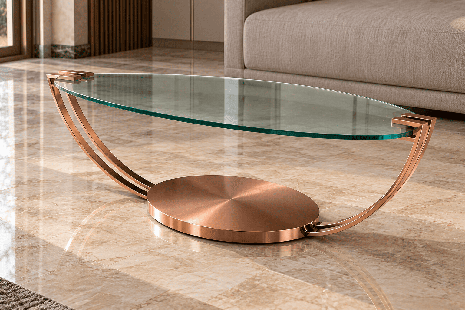 LB CN 07 - Rose Gold Crescent Coffee Table