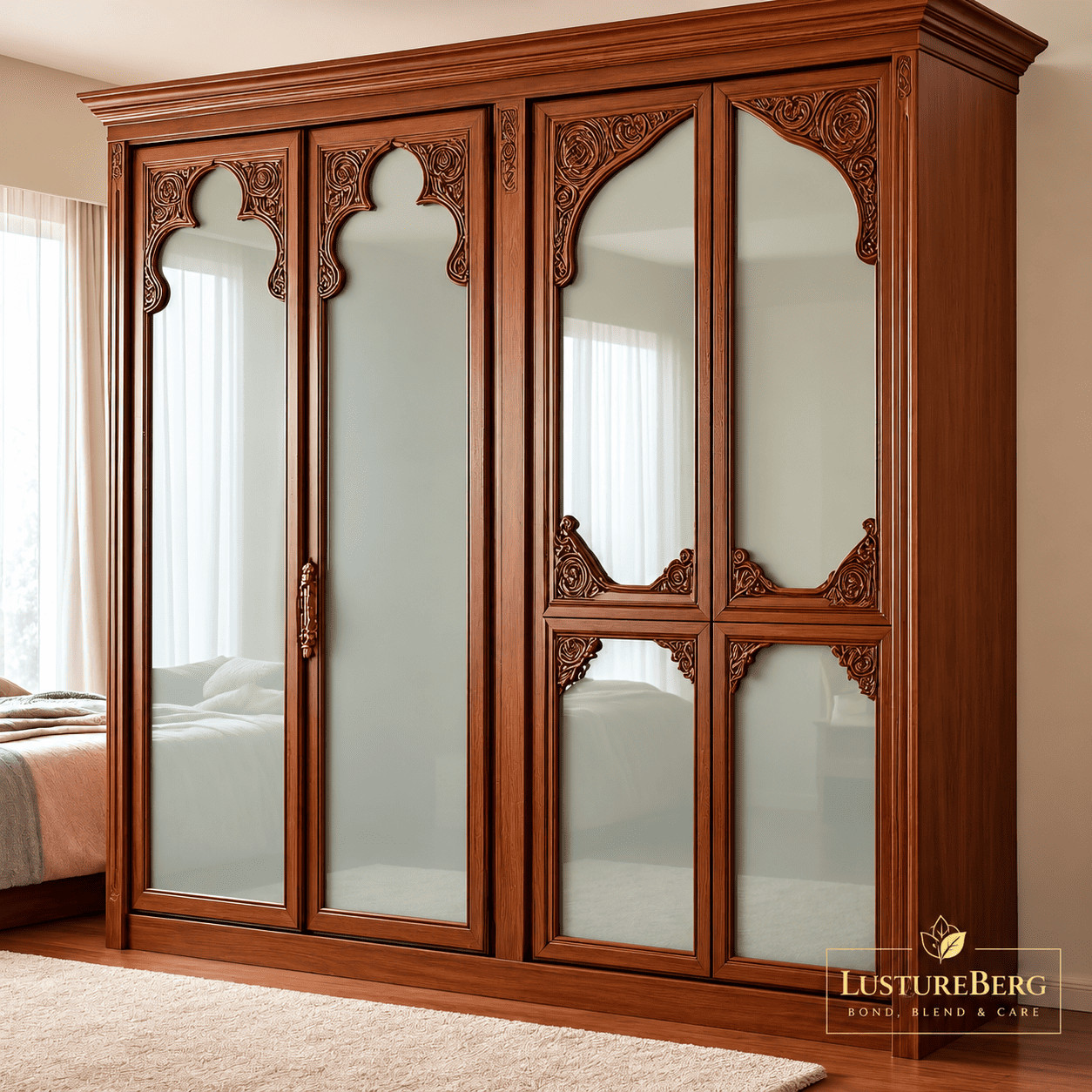 LB W AL-14 - Jharokha Glass Wardrobe